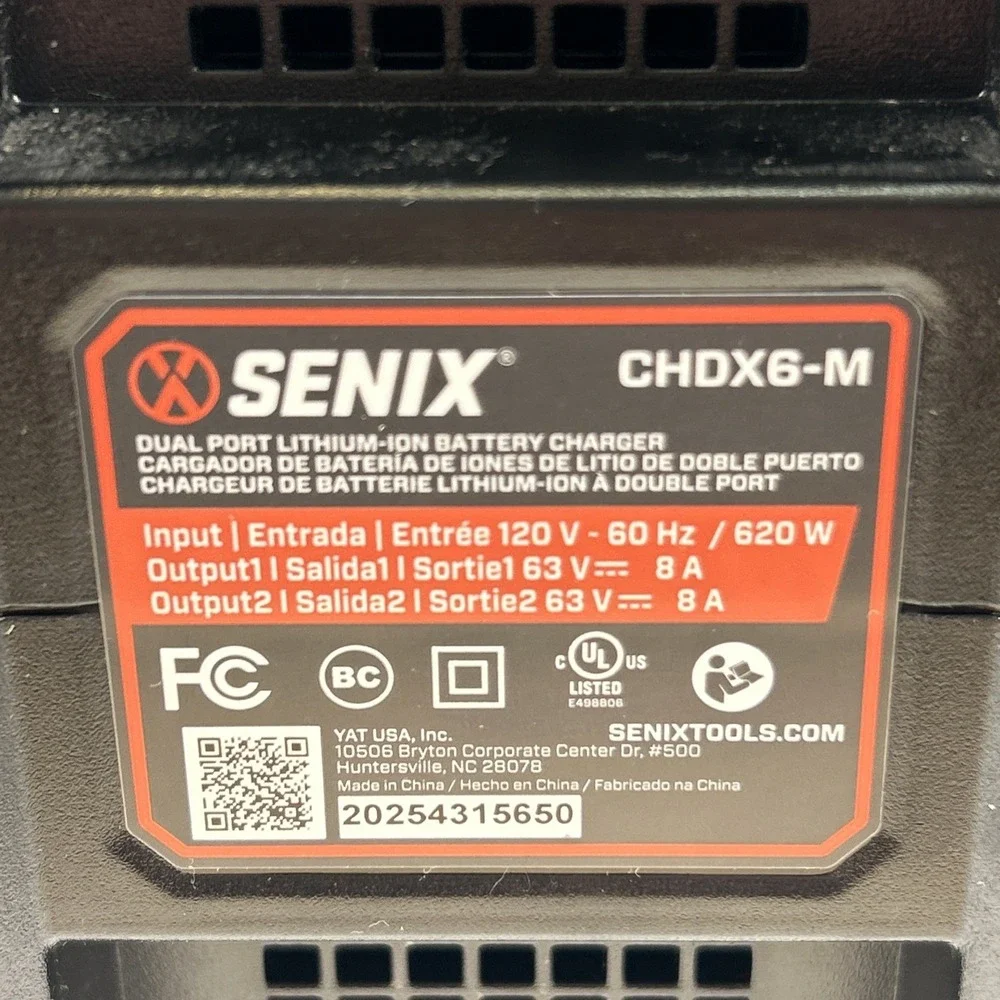 Senix CHDX6-M Dual Port 60V Lithium-Ion Battery Dual Charger Max X6 Power Tools